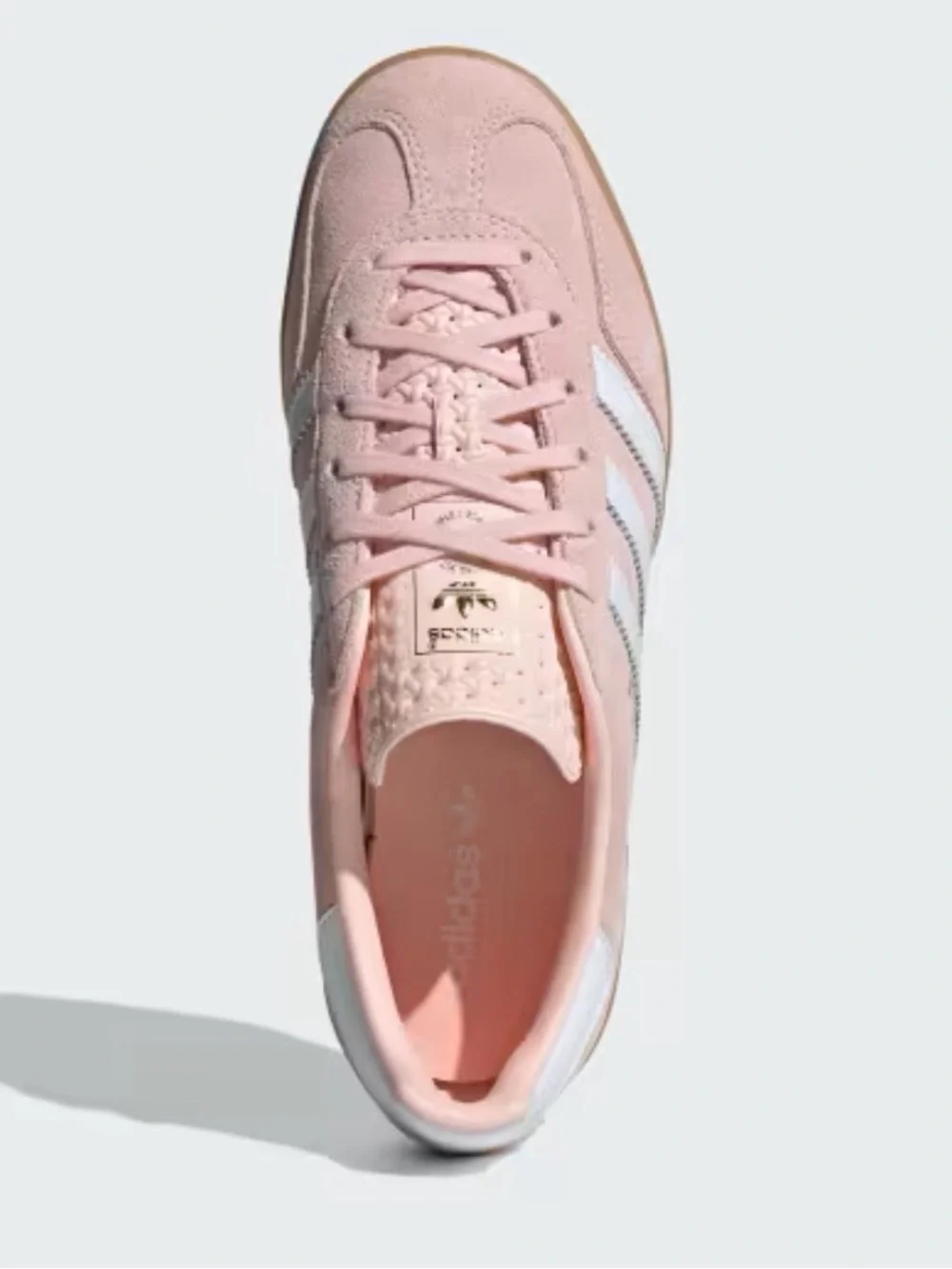 Adidas Gazelle Women’s Light Pink Suede Sneakers with White Stripes. - Picture 2 of 5